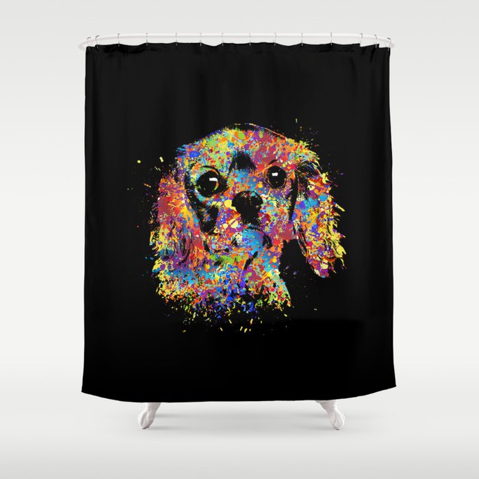 Colorful Cavalier King Charles Spaniel Shower Curtain