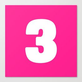 3 (White & Dark Pink Number) Canvas Print