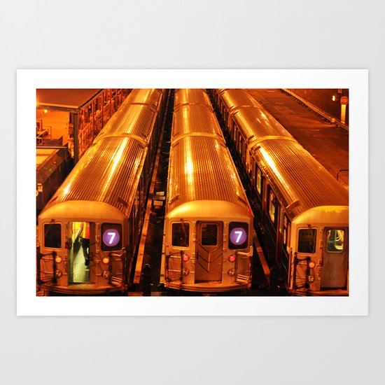New York Queens Subway 7 Train Yard Art Print