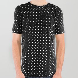 Black and white polka dot white polka dots on black background All Over Graphic Tee