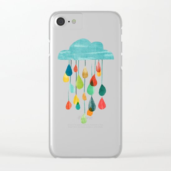 cloudy with a chance of rainbow Clear iPhone Case