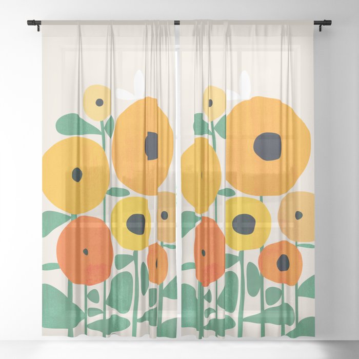 Sunflower and Bee Sheer Curtain
