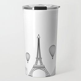 Paris Skyline in black and white Travel Mug