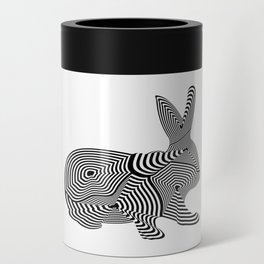 rabbit in abstract style with black and white lines Can Cooler