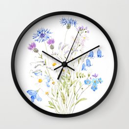 white purple and blue wildflowers  Wall Clock