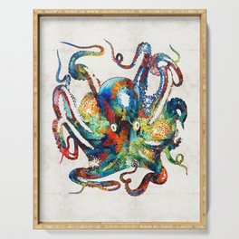 Colorful Octopus Art by Sharon Cummings Serving Tray