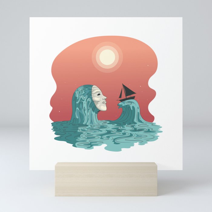 Meet the Sea Ghost - Aesthetic sailboat seafare Mini Art Print