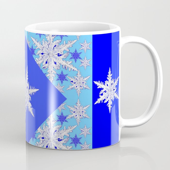 DECORATIVE BABY BLUE SNOW CRYSTALS BLUE WINTER ART Coffee Mug