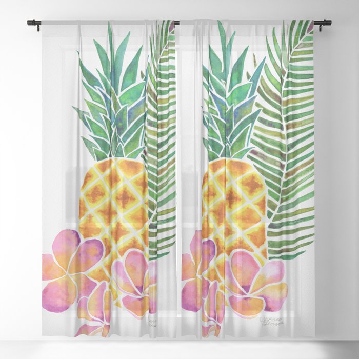 Tropical Pineapple Sheer Curtain