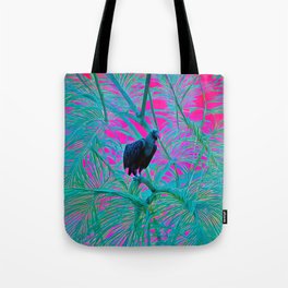 Neon Vulture in Paradise - Death in the Tropics - Pop Collage Style Artwork Tote Bag