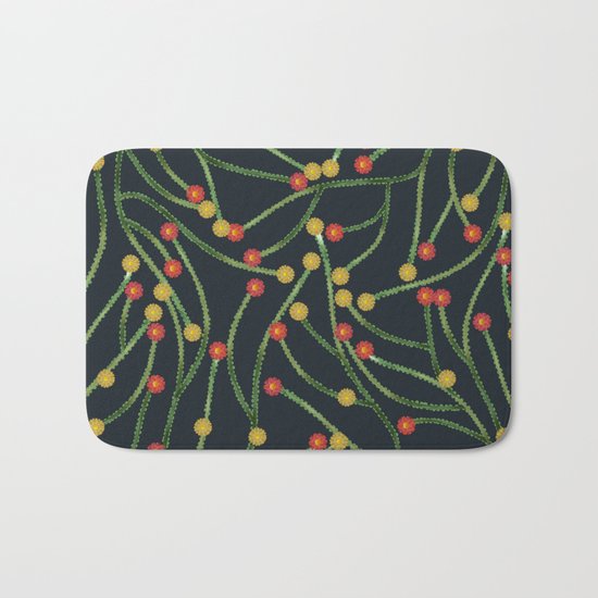 Yellow & Red Flowers Bath Mat