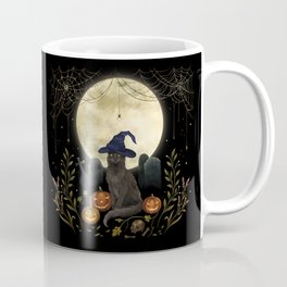 The Black Cat on Halloween Night Coffee Mug