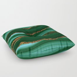 Dark Mystic Green Marble Mermaid Ocean Waves Floor Pillow