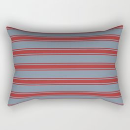[ Thumbnail: Light Slate Gray & Brown Colored Pattern of Stripes Rectangular Pillow ]