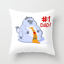 #1 Dad - Fat Cat Throw Pillow