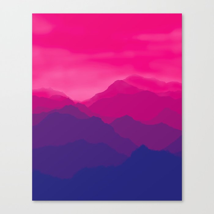 Purple Pink Mountain Range Gradient Canvas Print