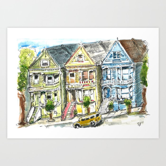 San Francisco painted ladies houses Art Print