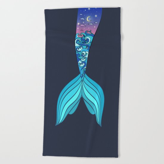 mermaid tail *ocean* Beach Towel