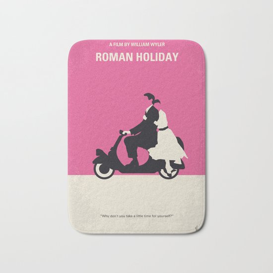 No205 My Roman Holiday minimal movie poster Bath Mat