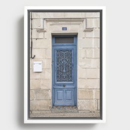 The blue door nr. 11 vintage art print - in Alfmama, Lisbon summer streets - travel photography Framed Canvas