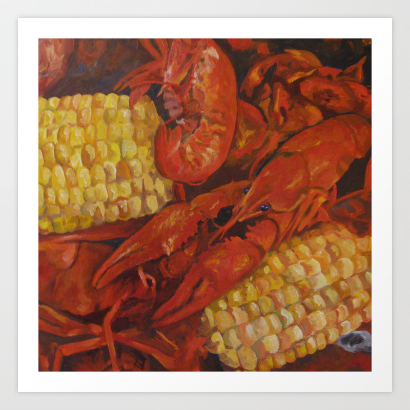 Crawfish And Corn Art Print By Lopsidedpigeon Society6