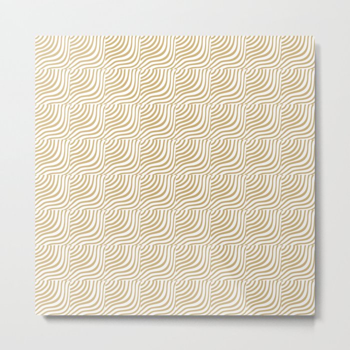 Mid-Century Gold Striped Shells Metal Print