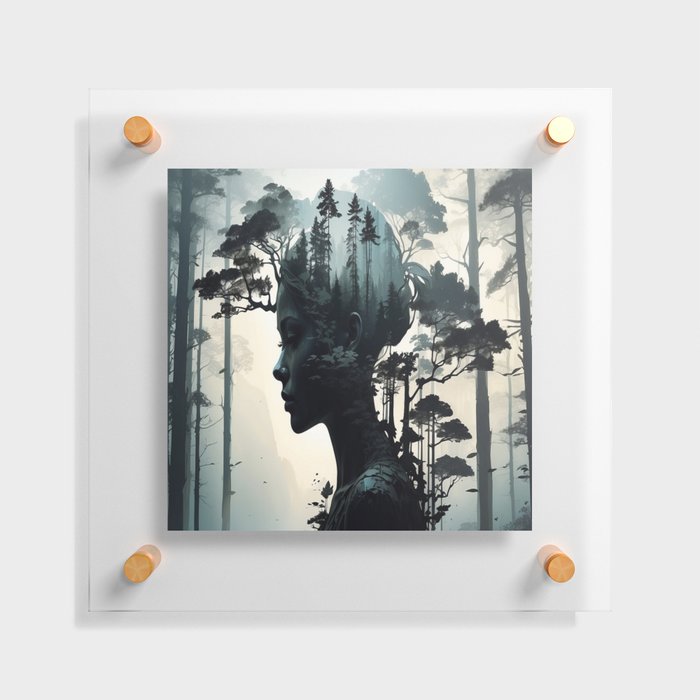 Double exposure portrait of a woman Floating Acrylic Print