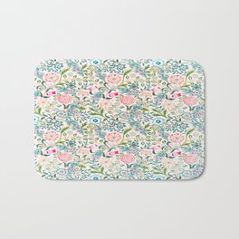 William Morris (British, 1834-1896) - Title: Wilhelmina (Opal Green/Rose White variant) - Date: 1880 - Style: Arts and Crafts movement - Genre: Floral pattern, Scrolling Foliage - Digitally Enhanced Version (2000 dpi) - Bath Mat | Williammorris, Painting, Floralpattern, Morris, Morrishomedecor, Acanthusleaves, Artsandcrafts, Digitallyenhanced, Scrollingfoliage, Wilhelminafabric 