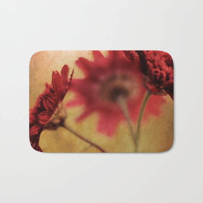 Breaking the Rules - Textured Vintage Red Daisy Macro Bath Mat