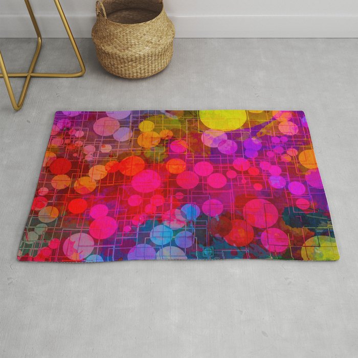 Rainbow Bubbles Abstract Design Rug By Artaddiction45