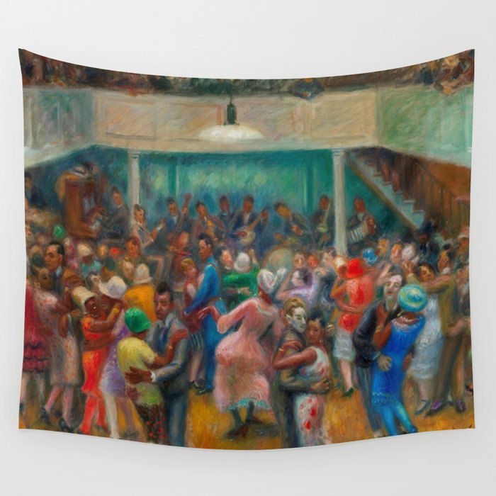 African American Masterpiece Bal Martinique Harlem Dance Hall Friday Evening Party portait painting by William Glackens Wall Tapestry