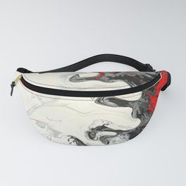 Black Red White Fluid Marble Painting Abstract Art Fanny Pack