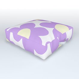 Flowers on Repeat II (Floral Pattern in Purple on White) Outdoor Floor Cushion