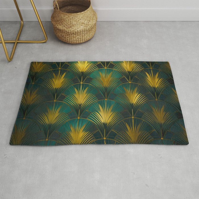 Gold And Black Abstract Art Deco Pattern, Gatsby-Inspired Rug