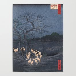 New Year's Eve Foxfires at the Changing Tree, Hiroshige Poster