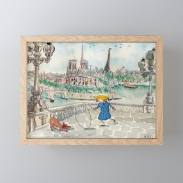 Madeline true watercolor Paris Notre Dame Framed Mini Art Print