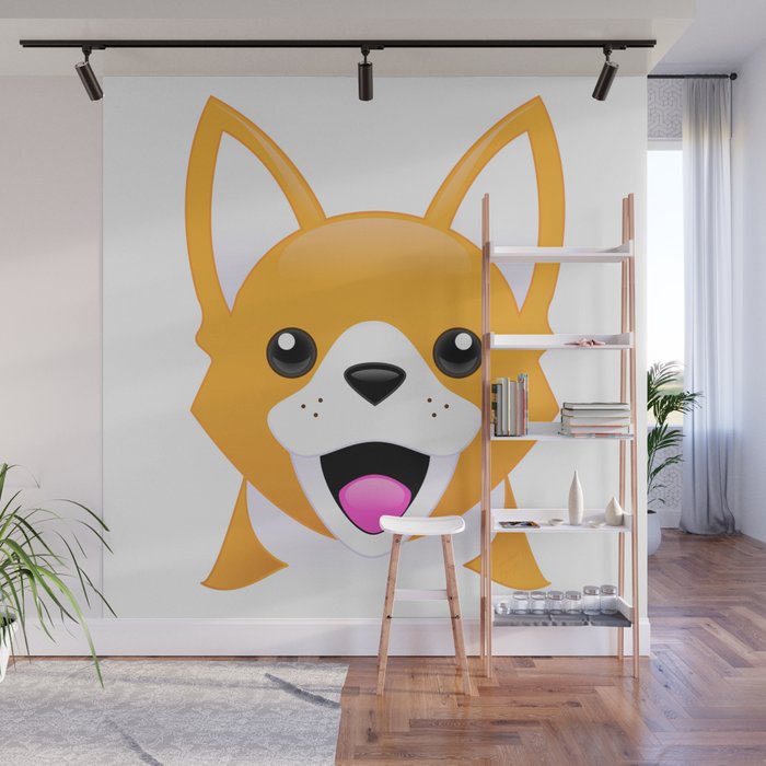 Corgi Emoji Style Wall Mural