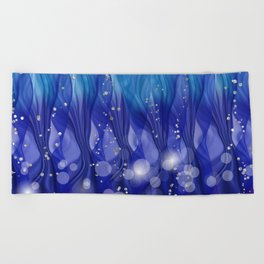 Pretty Blue Decorative Fantasy Ink Art Beach Towel