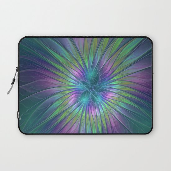 Colorful and luminous Fantasy Flower, Abstract Fractal Art Laptop Sleeve