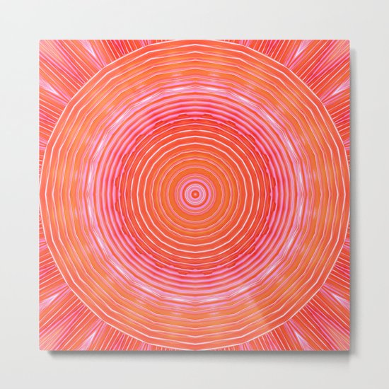 Mandala orange pink Metal Print