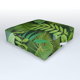 Green Tropical Palm Leaves Outdoor Floor Cushion