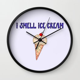 I Smell Ice Cream Blue Wall Clock