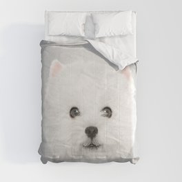 White Puppy Portrait - Comforter