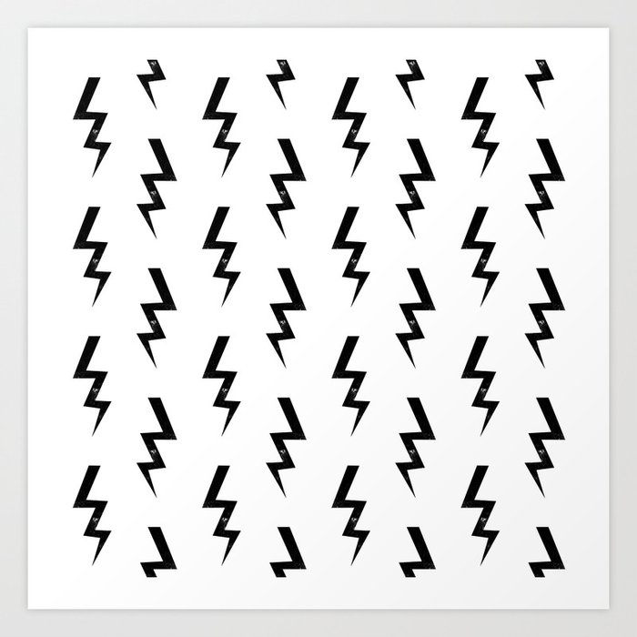 Bolts lightning bolt pattern black and white minimal cute patterned gifts Art Print