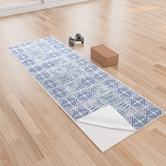 Indigo tile pattern Yoga Towel