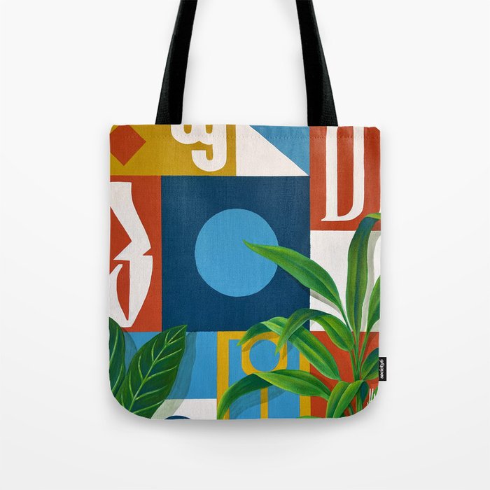 Fashion Printed Neo Geo Logo Shopping Tote Bag Washable Canvas