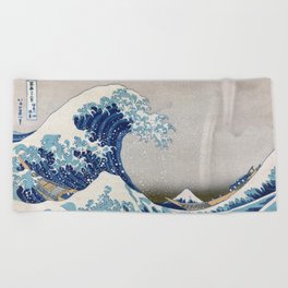 Under the Wave off Kanagawa - The Great Wave - Katsushika Hokusai Beach Towel