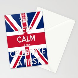 Keep Calm And Celebrate A First Text On The Union Jack Stationery Card