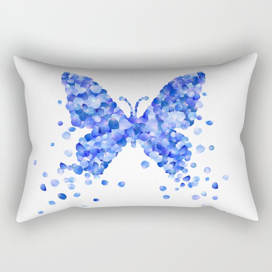 Blue Butterfly Rectangular Pillow