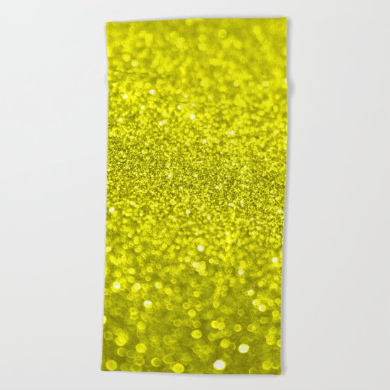 Bright Yellow Glitter Beach Towel